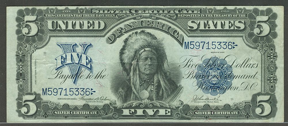 Fr.278, 1899 $5 Silver Certificate, M59715336. VF/XF
